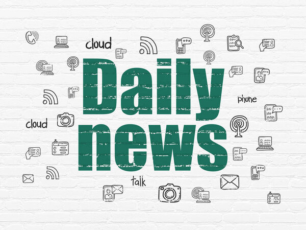 Концепция новостей: Daily News on wall background