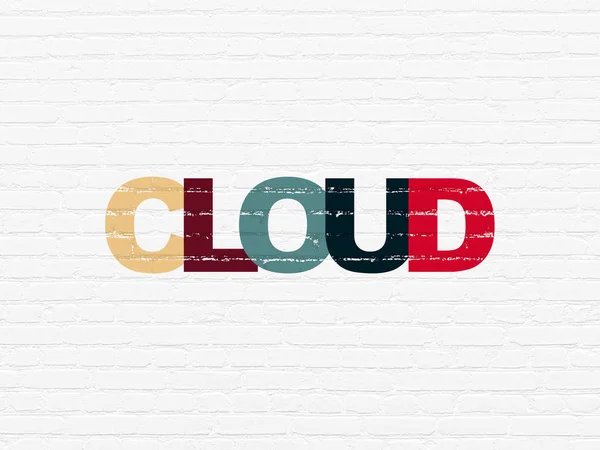 Cloud-Computing-Konzept: Cloud auf Wand-Hintergrund — Stockfoto