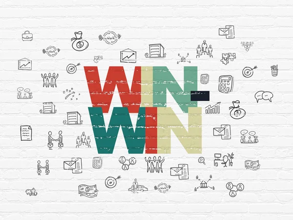 Концепція фінансів: Win-Win на фоні стіни — стокове фото