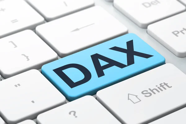 Concepto de índices bursátiles: DAX en el fondo del teclado del ordenador —  Fotos de Stock