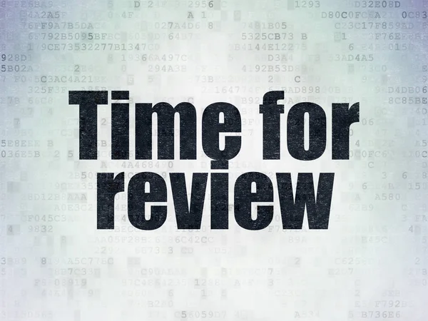 Concepto de línea de tiempo: Tiempo de revisión sobre el fondo del documento de datos digitales —  Fotos de Stock