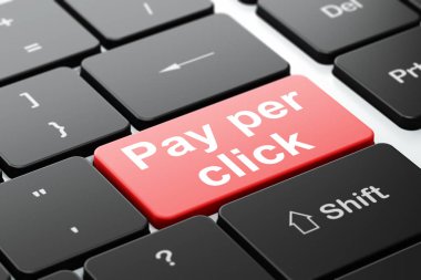 Pazarlama kavramı: Pay Per Click bilgisayar klavye arka plan üzerinde