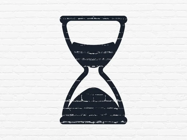 Time concept: Hourglass on wall background — Stock Photo, Image