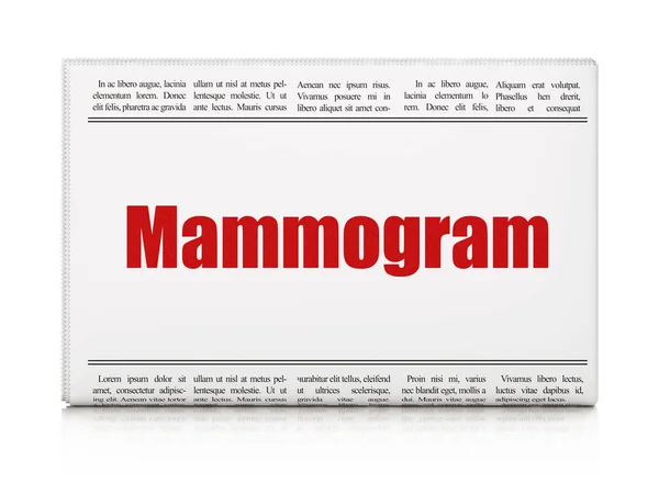 Conceito de saúde: manchete de jornal Mamografia — Fotografia de Stock