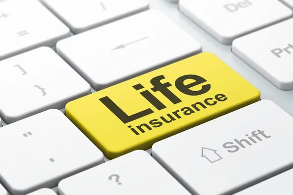 Biztosítási koncepciót: életbiztosítás, a számítógép billentyűzet háttér — Stock Fotó