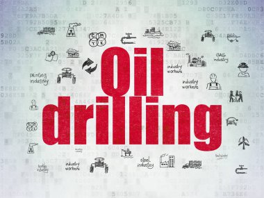 Endüstri kavramı: dijital veri kağıt arka plan üzerinde petrol Delme