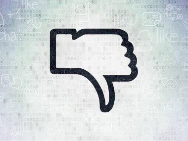 Sosyal ağ kavramı: dijital veri kağıt arka plan üzerinde başparmak aşağı