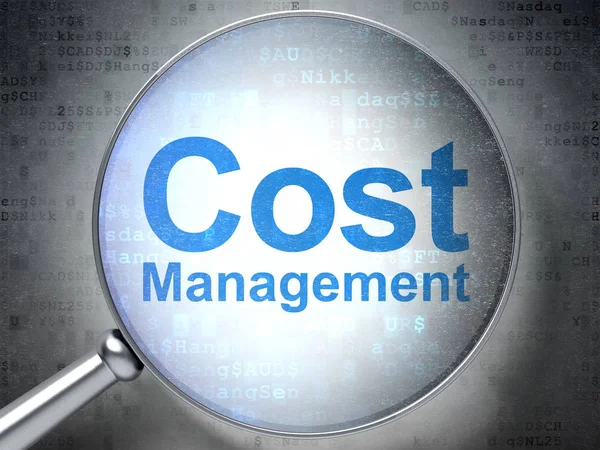 Finanzierungskonzept: Kostenmanagement mit optischem Glas — Stockfoto