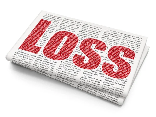 Koncepcja biznesowa: straty na tle gazety — Zdjęcie stockowe