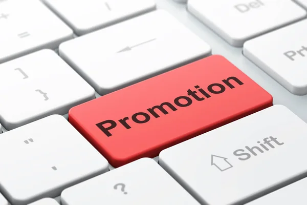 Advertising concept: Promotion on computer keyboard background — Stock Photo, Image