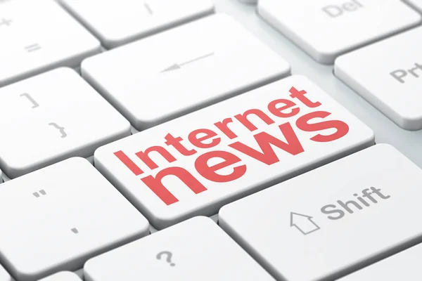 Nieuws begrip: Internet News op computer toetsenbord achtergrond — Stockfoto