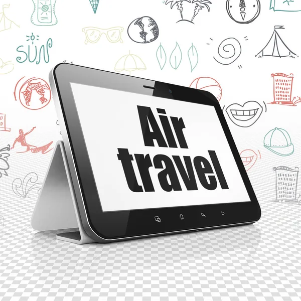 Concepto de viaje: Tablet Computer con Air Travel en pantalla — Foto de Stock