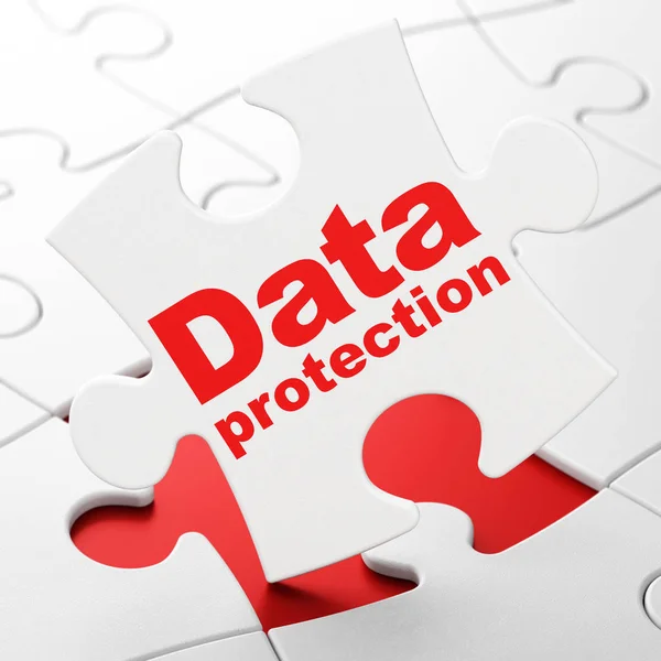 Concept de confidentialité : Protection des données sur fond de puzzle — Photo