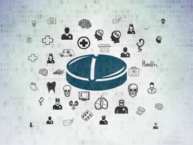 Sağlık kavramı: dijital veri kağıt arka plan doğum kontrol hapı