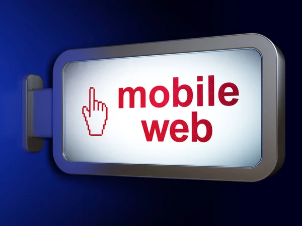 Concept de conception Web : Mobile Web et souris Curseur sur fond de panneau d'affichage — Photo