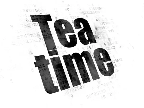 Zaman çizelgesi kavramı: dijital arka plan üzerinde çay saati — Stok fotoğraf
