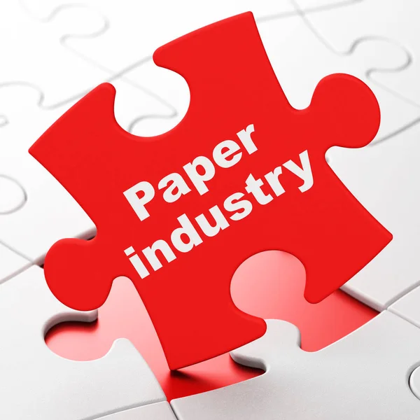 Concepto de industria: Industria del papel en el fondo del rompecabezas —  Fotos de Stock