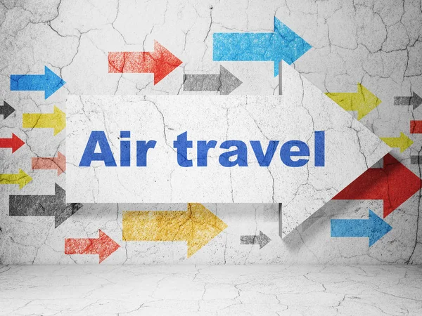 Concetto di viaggio: freccia con Air Travel su sfondo grunge wall — Foto Stock