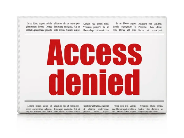 Конфиденциальность: заголовок газеты Access Denied — стоковое фото