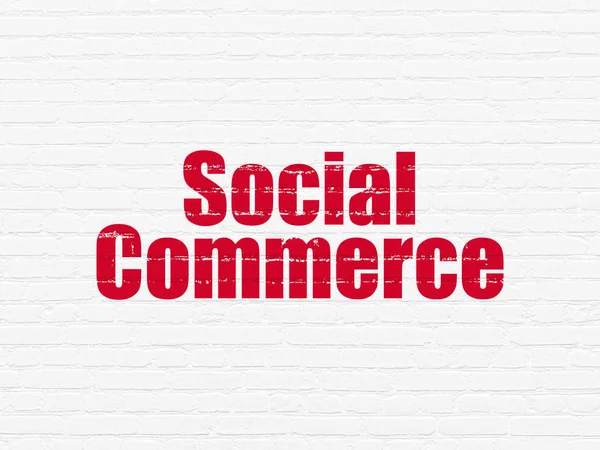 Concept marketing : le commerce social sur fond de mur — Photo