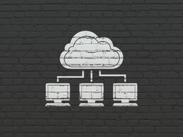 Cloud netwerken concept: wolk netwerk op muur achtergrond — Stockfoto