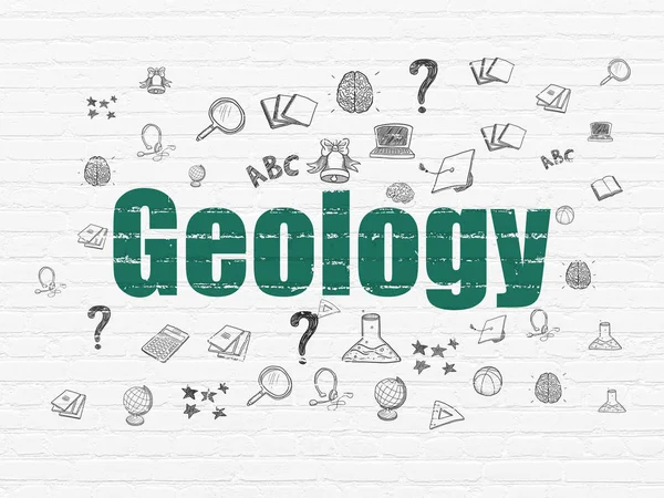 Concetto di apprendimento: Geologia sullo sfondo della parete — Foto Stock