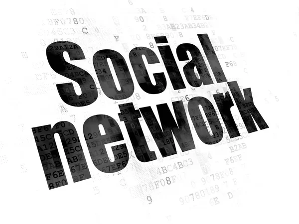 Conceito de mídia social: Rede social em fundo digital — Fotografia de Stock