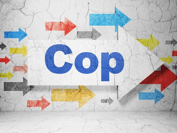 Law concept: pijl met Cop op grunge muur achtergrond — Stockfoto