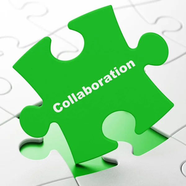 Concept de finance : Collaboration sur fond de puzzle — Photo