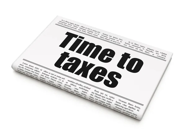 Financiën concept: krantenkop tijd aan belastingen — Stockfoto
