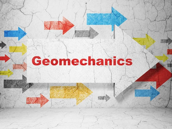 Pojęcie nauki: strzałka z Geomechanics na tle ściany grunge — Zdjęcie stockowe