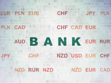 Bankacılık kavramı: banka dijital veri kağıt arka plan üzerinde