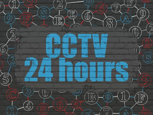 Safety concept: CCTV 24 hours on wall background — Stock Photo, Image