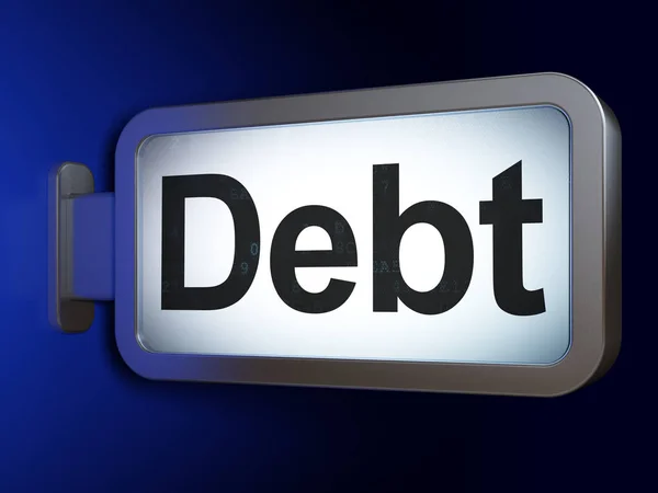 Üzleti koncepció: adósság, a billboard háttér — Stock Fotó