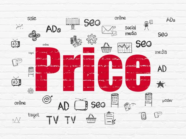 広告の概念: 壁の背景に価格 — ストック写真