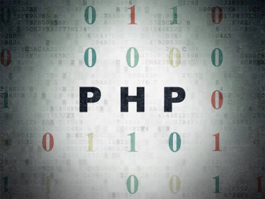 Programlama kavramı: dijital veri kağıt arka plan üzerinde Php