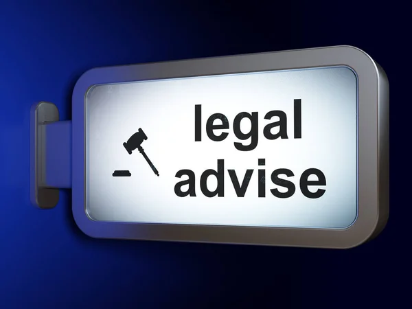 Law concept: juridisch advies en hamer op billboard achtergrond — Stockfoto
