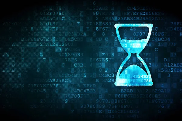 Tid koncept: timglas på digital bakgrund — Stockfoto