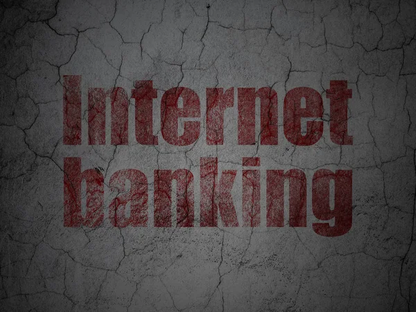 Концепция валюты: Интернет-банкинг на фоне гранж-стены — стоковое фото