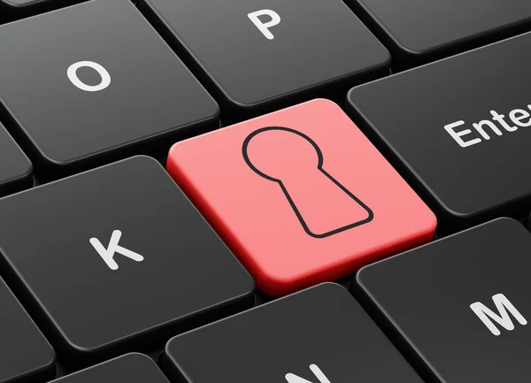 Protection concept: Keyhole on computer keyboard background — Stock Photo, Image