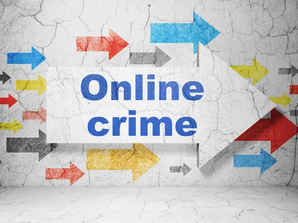 Protection concept: arrow with Online Crime on grunge wall background — Stock Photo, Image