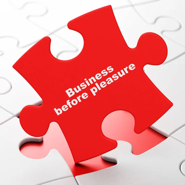Finance koncept: Business före nöje på pussel bakgrund — Stockfoto