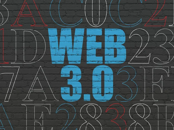 Conceito de desenvolvimento Web: Web 3.0 no fundo da parede — Fotografia de Stock
