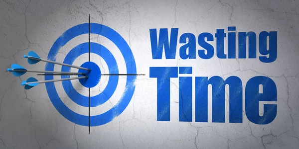 Time concept: target and Wasting Time on wall background — Stock Photo, Image