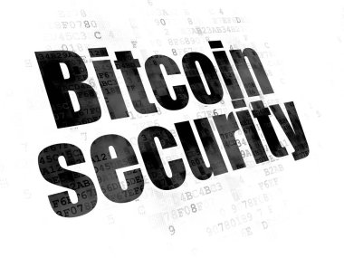 Cryptocurrency kavramı: Bitcoin güvenlik dijital arka plan üzerinde