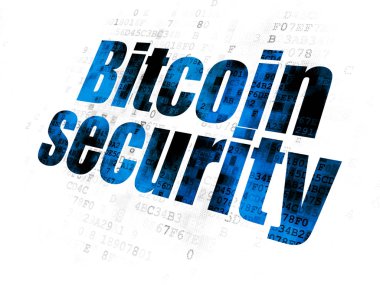 Cryptocurrency kavramı: Bitcoin güvenlik dijital arka plan üzerinde