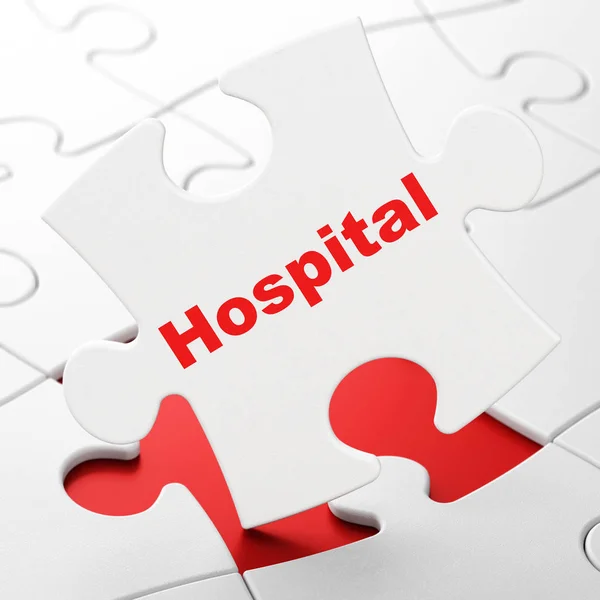 Medizinkonzept Krankenhaus Auf Weißem Puzzleteil Hintergrund Rendering — Stockfoto