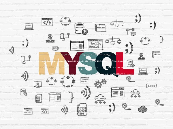 Databas koncept: Mysql på vägg bakgrund — Stockfoto