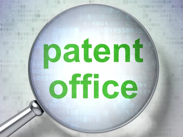 Concetto di legge: Ufficio brevetti con vetro ottico — Foto Stock