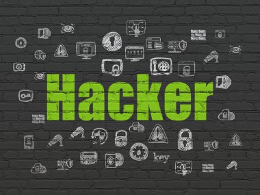 Koruma kavramı: Hacker duvar arka plan üzerinde